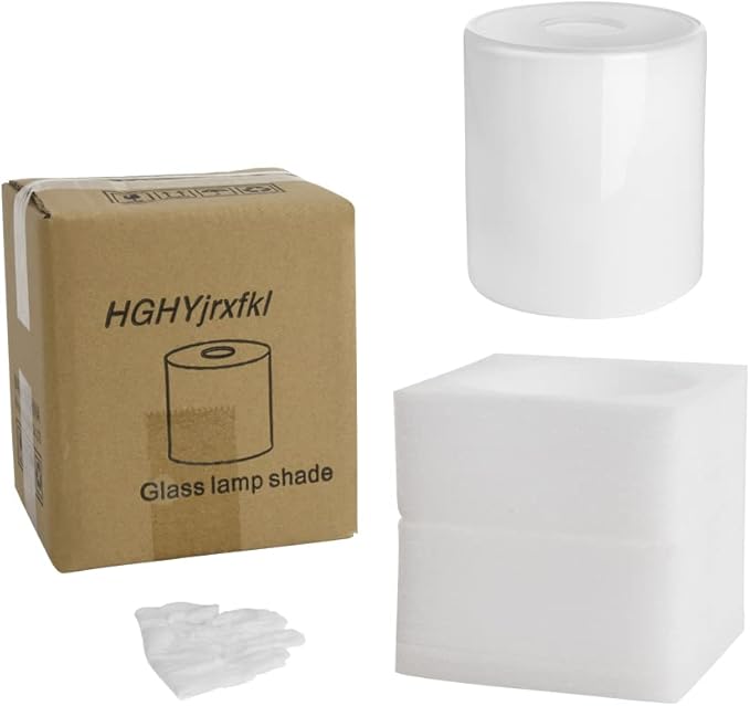 1 Pack White Opal Glass Lamp Shade with 1-5/8-inch Fitter Opening,Height 5.12 in,Diameter 4.72 in, Replacement Lampshade for Pendant light,Table Lamp,Wall Sconces