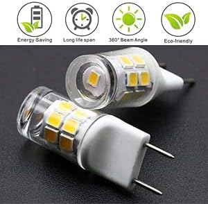 G8 Light Bulb, GY8.6 Bi-pin Base LED, Not Dimmable T4 Xenon JCD Type 120V 35W Halogen Replacement for Under Counter Kitchen Lighting (5-Pack, Daylight White 6000k)