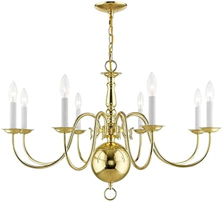 Livex Lighting 5007-02 Williamsburgh 8-Light Chandelier, Polished Brass