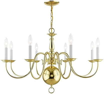 Livex Lighting 5007-02 Williamsburgh 8-Light Chandelier, Polished Brass