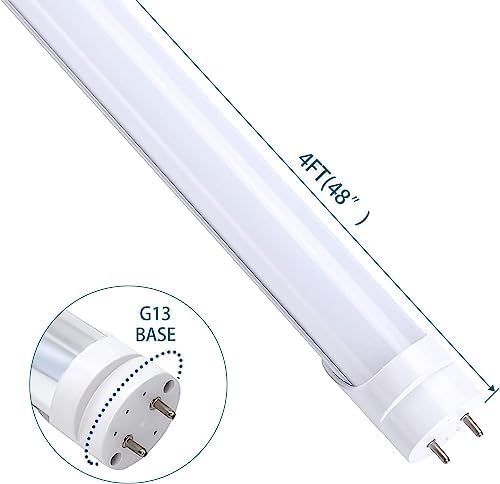 H&B Luxuries 4FT LED T8 Ballast Bypass Type B Light Tube, 18W, Single-Ended & Dual-Ended Connection, 2340LM, G13 Base,T8 T10 T12 Fluorescent Bulbs Replacement, UL & DLC - 4000K (30Pcs)