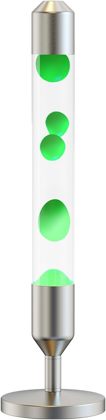 24.4-Inch Relaxing Liquid Motion Lamps,Magma Lamps, Home Decor Living Room Office Bedroom Lamp ((Green Wax White Water/Silver))