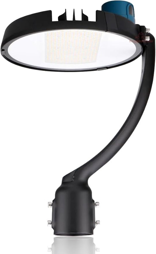 RuggedGrade 150W LED Post Top Light - Perconi Series - 21,000 Lumens - Color Selectable 4000K/5000K - Slip Fit Mount - Photocell - Black Housing - DLC 5.1 Premium