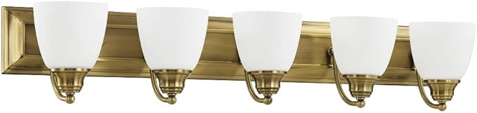 Livex Lighting 10505-91 Transitional Five Light Bath Vanity from Springfield Collection in Pwt, Nckl, B/S, Slvr. Finish, Brushed Nickel, 36 x 7 x 7