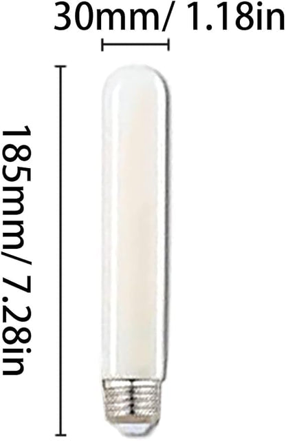 E26 3W Tubular LED Light Bulb T30 Long Tube Bulb T185 Vintage Edison Bulb 25W Equivalent Dimmable LED Filament Light for Rustic Pendant Industrial Pipe Vanity 2700K Warm White AC110V Frosted 6 Pack
