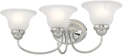 Livex Lighting 1533-05 Edgemont 3 Light Wall Sconce Chrome with White Alabaster Glass, 23.5 x 8.75 x 8