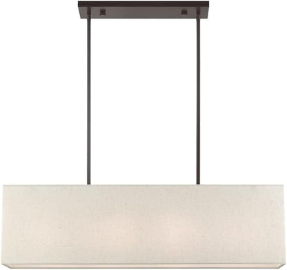 Livex 41155-91 Transitional Four Light Linear Chandelier from Summit Collection in Pwt, Nckl, B/S, Slvr. Finish, 36.00 inches, Brushed Nickel