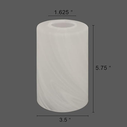 3 Pack Alabaster White Cylinder Glass Lamp Shade Replacement with 1-5/8-inch Fitter Opening for Ceiling Fan Light Kit Wall Sconce Pendant Light Fixture G0121