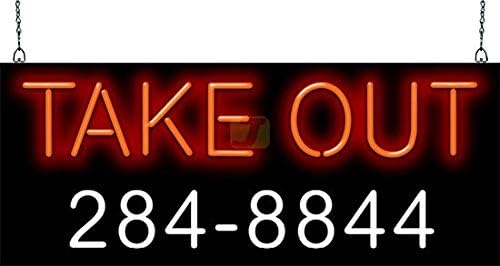 Take Out Neon Sign with Phone Number