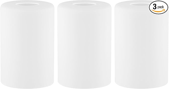 3 Pack Frosted Opal White Glass Lamp Shade, Lip-less Cylinder Glass Light Fixture Cover, Replacement Globe for Chandelier, Pendant, Vanity Light