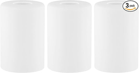 3 Pack Frosted Opal White Glass Lamp Shade, Lip-less Cylinder Glass Light Fixture Cover, Replacement Globe for Chandelier, Pendant, Vanity Light