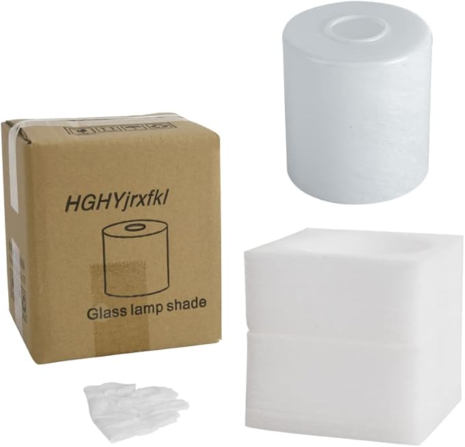 1 Pack Alabaster White Glass Lamp Shade, Cylinder Glass Lamp Shade Replacement with 1-5/8-inch Fitter Opening for Pendant light, Desk lamp,Wall Sconces and Bathroom Vanity lights.