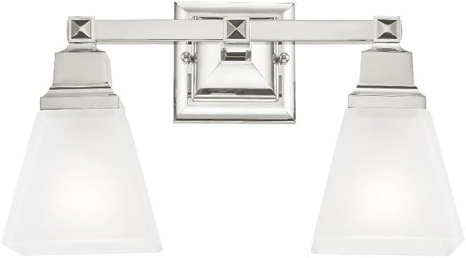 Livex Lighting 1032-35 Mission 2-Light Bath Light, Polished Nickel, 15 x 7.75 x 9.5
