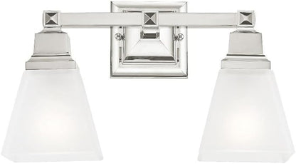 Livex Lighting 1032-35 Mission 2-Light Bath Light, Polished Nickel, 15 x 7.75 x 9.5