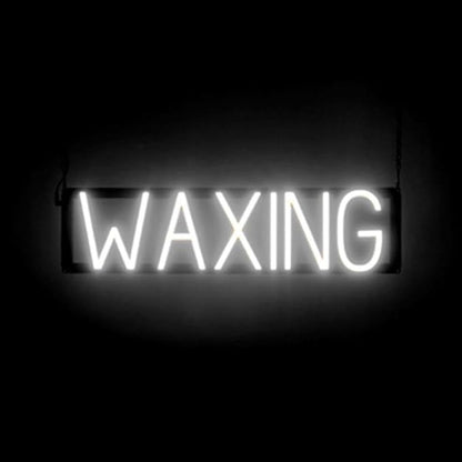 SpellBrite WAXING Sign | Beauty-Related Sign with Neon Look, White LED Light Source | 24.7" x 6.3"