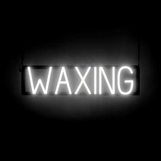 SpellBrite WAXING Sign | Beauty-Related Sign with Neon Look, White LED Light Source | 24.7" x 6.3"