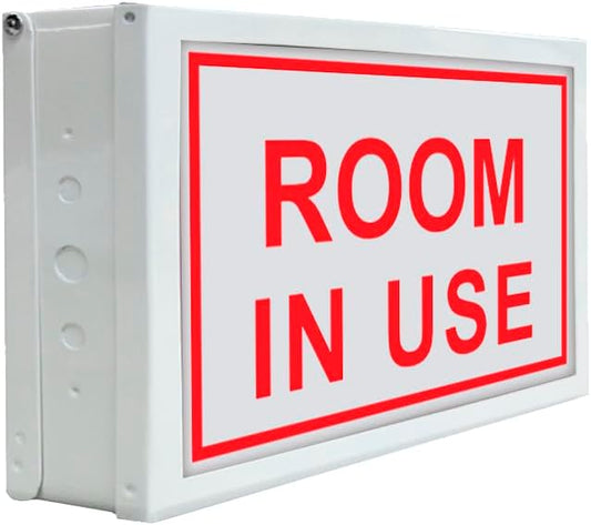 Room in Use Led Notification Sign - for Privacy Areas, Offices, Conference Rooms, Studios, and More - Wall Mount Sign - Metal Case With Plastic Front - Bright Led Light Up - 120 VAC Hardwired - 1 Pack