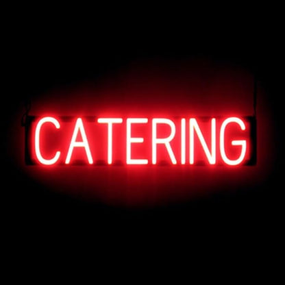 SpellBrite CATERING Sign | Catering-Related Sign with Neon Look, Red LED Light Source | 29.3" x 6.3"