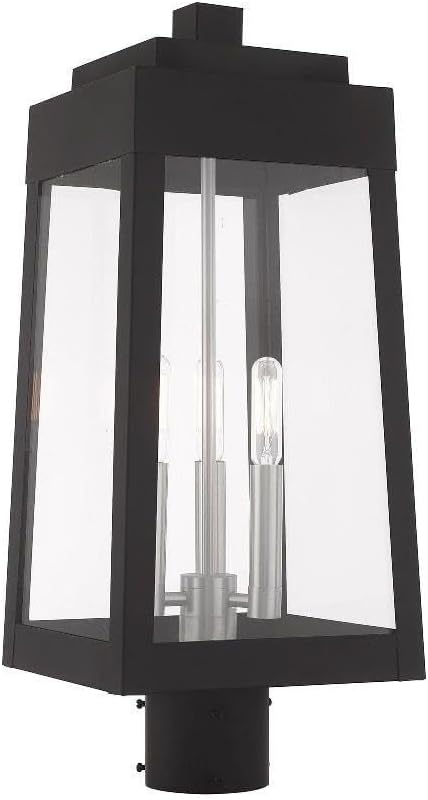 Livex Lighting 20856-04 Oslo - 20.38" Three Light Outdoor Post Top Lantern, Black Finish with Clear Glass