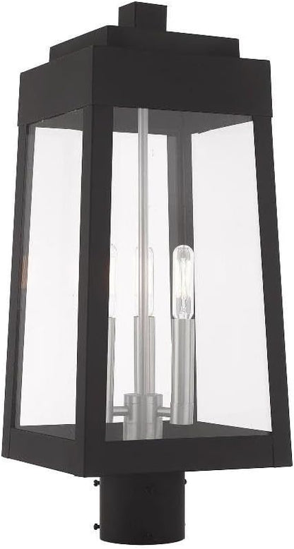 Livex Lighting 20856-04 Oslo - 20.38" Three Light Outdoor Post Top Lantern, Black Finish with Clear Glass