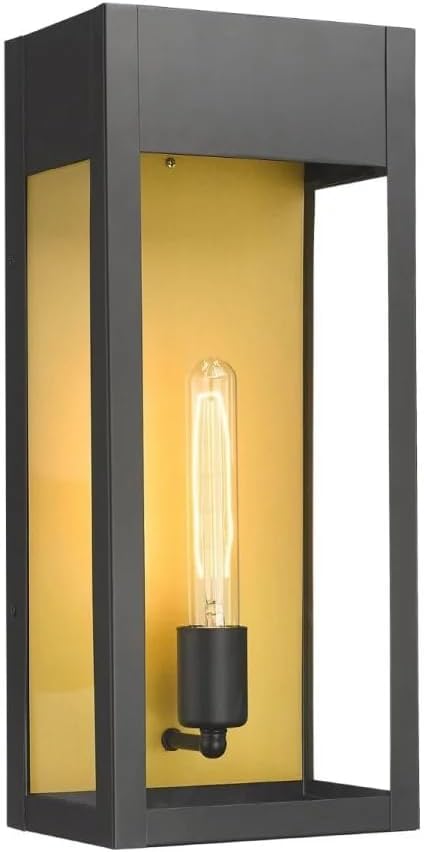 LEDMyplace Outdoor Sconce Light - 60W Dimmable Black Outdoor Wall Sconce with Clear Glass Panels - E26 Socket, 680 Lumens, High CRI, IP65, ETL Listed, Modern Exterior Light Fixture (18" H x 7.5" W)