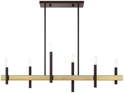Livex Lighting 49336-07 6 Light Bronze Linear Chandelier