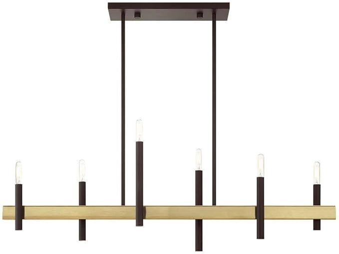 Livex Lighting 49336-07 6 Light Bronze Linear Chandelier