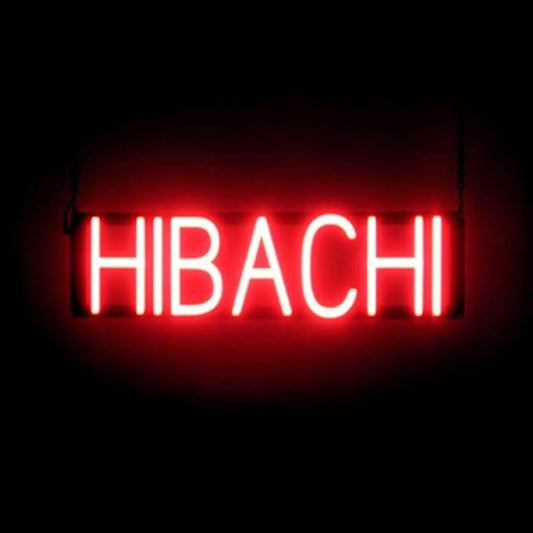 SpellBrite HIBACHI Sign | Restaurant-Related Sign with Neon Look, Red LED Light | 23.2" x 6.3"