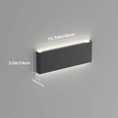 Ralbay 15.7in Wall Sconce 2-Pack Indoor Modern Light Fixtures 14W LED Up and Down Black Bathroom Wall Lighting Fixtures Natural White Light 4500K