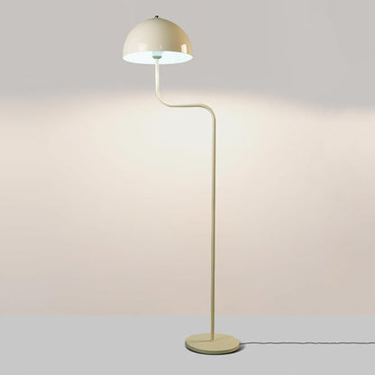 Unique Floor Lamp Metal Dome Shade Modern Floor Light Cute Mush-Room Standing Floor Lamp Tall White Lamp with Foot Switch and Iron Shade