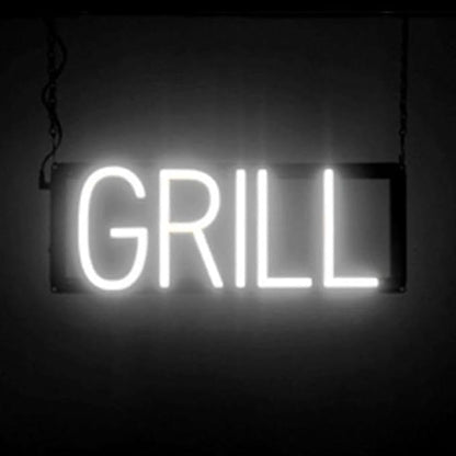 SpellBrite GRILL Sign | Food-Related Sign with Neon Look, White LED Light Source | 17.0" x 6.3"