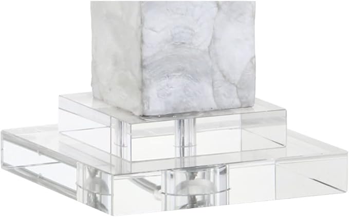 JONATHAN Y JYL4006A-SET2 32" Modern Coastal Seashell Table Lamp Set of 2 for Living Room Bedroom, Contemporary Column Bedside Nightstand Lamps with Crystal Base and White Linen Drum Shade, White
