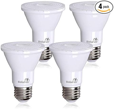 Bioluz LED PAR20 Bulbs 5000K Daylight 90 CRI 5.5W = 75W Replacement Dimmable LED Light Bulbs, 500 Lumens, UL Listed, Title 20, 4-Pack - Incandescent & Daylight Light Bulbs