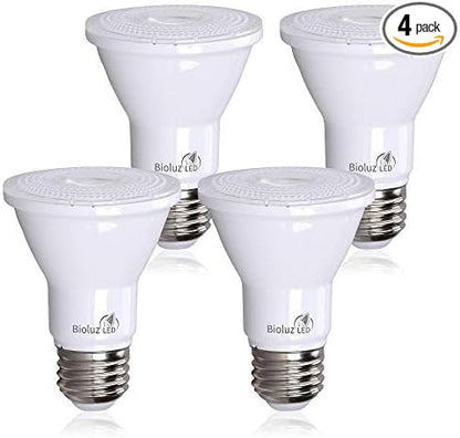 Bioluz LED PAR20 Bulbs 5000K Daylight 90 CRI 5.5W = 75W Replacement Dimmable LED Light Bulbs, 500 Lumens, UL Listed, Title 20, 4-Pack - Incandescent & Daylight Light Bulbs