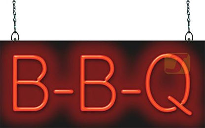 BBQ Neon Sign - Compact Size - 20" Wide x 8" high - Real, Quality Hand Bent Neon Sign - Bright Red Neon Letters