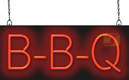 BBQ Neon Sign - Compact Size - 20" Wide x 8" high - Real, Quality Hand Bent Neon Sign - Bright Red Neon Letters