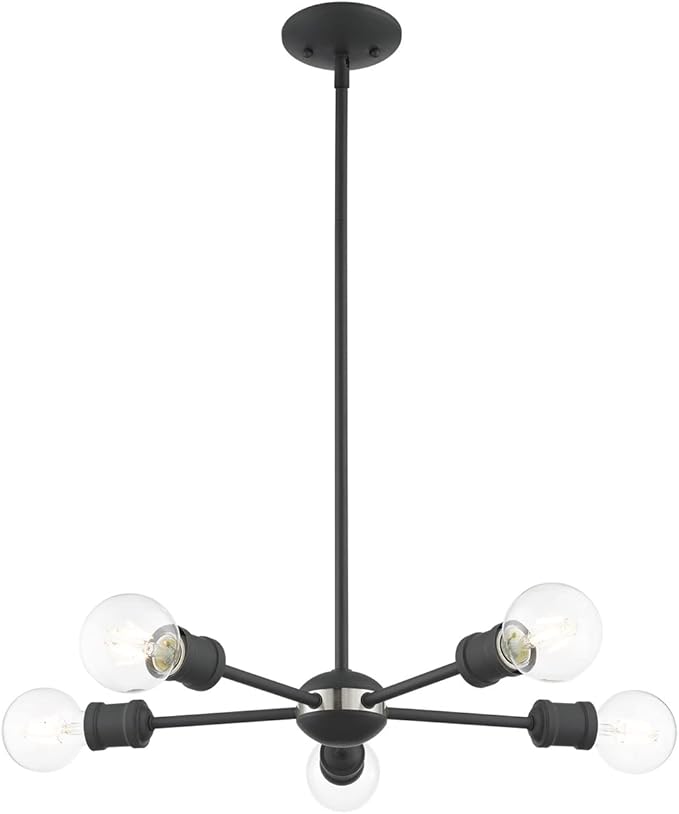 Livex Lighting 46135-76 5 Light Scandinavian Gray Chandelier