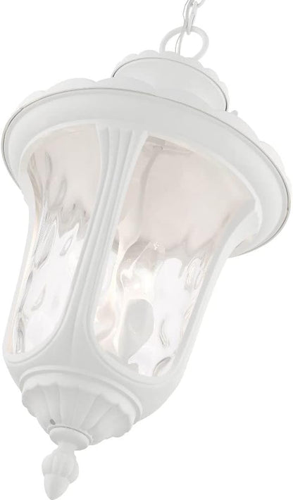 Livex Lighting 7858-13 Oxford 3-Light Outdoor Hanging Light, 11" x 11" x 20.5", White