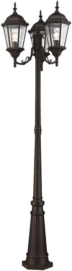 Livex Lighting 7553-07 Hamilton 3 Light Outdoor 3 Head Post, Bronze, 86" x 24.5" x 86"