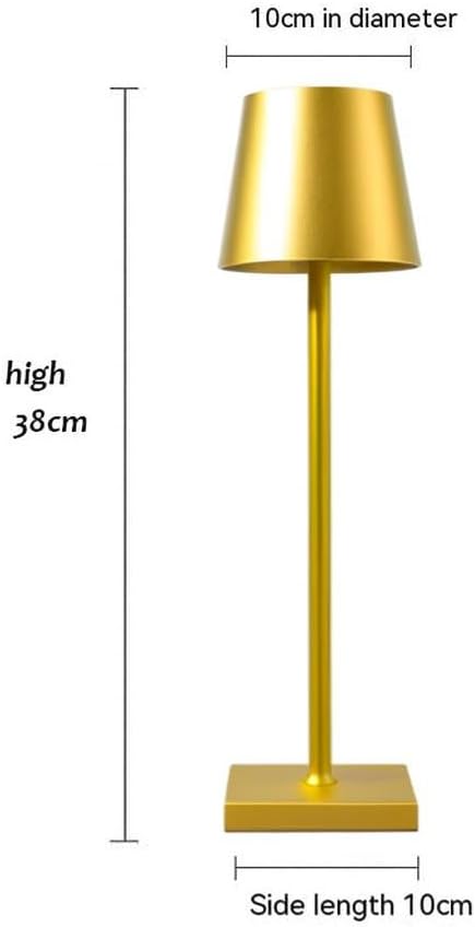 Dimmable LED Table Lamp for Bar & Restaurant – Cordless Rechargeable Touch Lamp, USB Powered, Modern Metal Accent Lamp for Dining Tables, Café, Hotel & Lounge | Klarako (10, Gold)