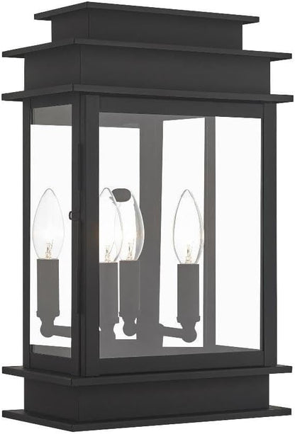 Livex Lighting 2016-04 Transitional Two Light Outdoor Wall Lantern from Princeton Collection in Black Finish