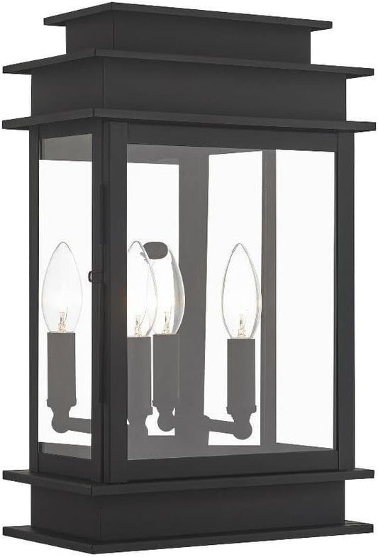 Livex Lighting 2016-04 Transitional Two Light Outdoor Wall Lantern from Princeton Collection in Black Finish