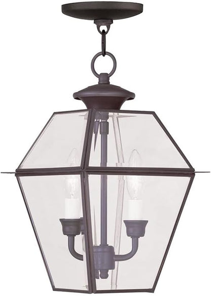 Livex Lighting 2285-07 Westover 2-Light Outdoor Hanging Lantern, Bronze, 15.00x9.00x9.00