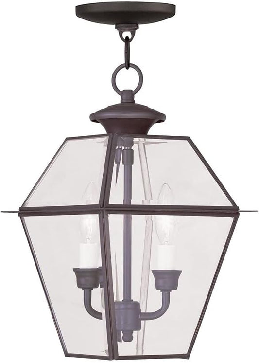 Livex Lighting 2285-07 Westover 2-Light Outdoor Hanging Lantern, Bronze, 15.00x9.00x9.00