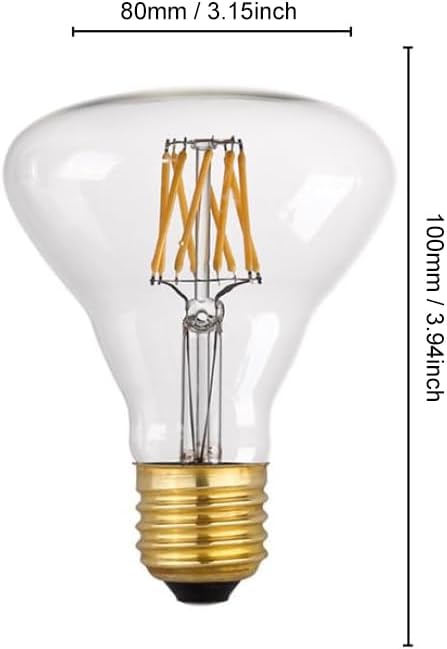 Vintage LED Edison Bulb R80/BR30 8W Dimmable Filament Bulb, LED Flood Light Reflector Bulb, 2700K Warm White E26 750Lumen, 70W Equivalent (6 Pack)