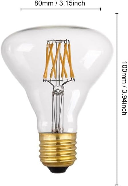 Vintage LED Edison Bulb R80/BR30 8W Dimmable Filament Bulb, LED Flood Light Reflector Bulb, 2700K Warm White E26 750Lumen, 70W Equivalent (6 Pack)