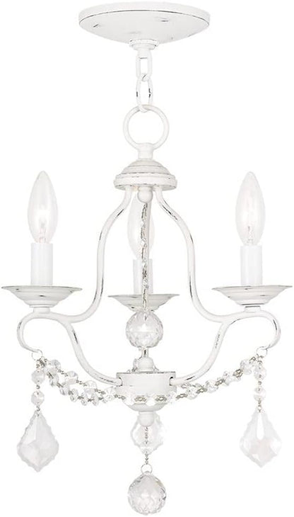 Livex Lighting 6423-60 Chesterfield 3 Light Mini Chandelier, Antique White