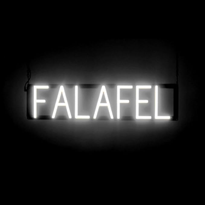SpellBrite FALAFEL Sign | Restaurant-Related Sign with Neon Look, White LED Light | 26.3" x 6.3"