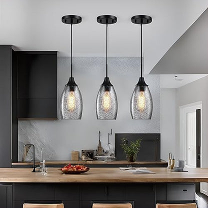 Black Seeded Glass Pendant Lamp Shade 4.72" Art Glass Chandeliers Cover Mini Oval Light Shade Replacement Shade Only Light Fixtures for Kitchen Island Pendant Light 1-Pack
