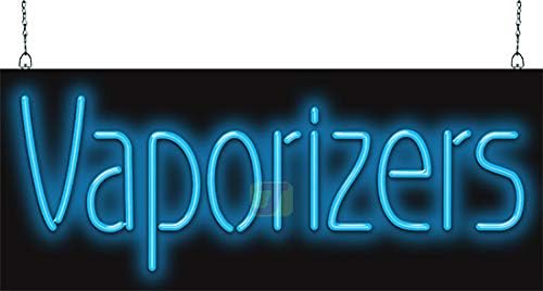Vaporizers Neon Sign - 32" wide x 13" high - Real, Quality Hand Bent Neon - Bright Blue Letters